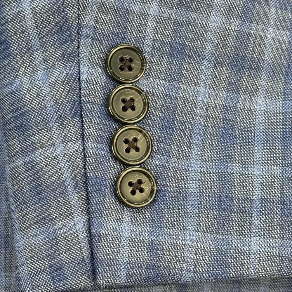 Ralph Lauren Blazer Men 50R Blue Plaid Wool Blend 2 Button Notched Dual Vented